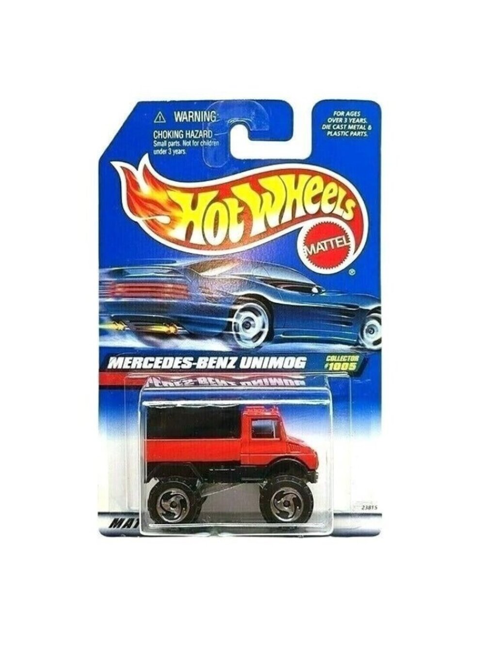 Vintage Die Cast Hot Wheels 1998 MERCEDES-BENZ UNIMOG 1005 Red/Black w/Chrome